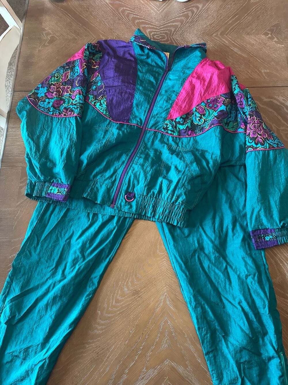 Vintage 80s 90s Colorblock Tracksuit Jacket Pants Windbreaker Set Large